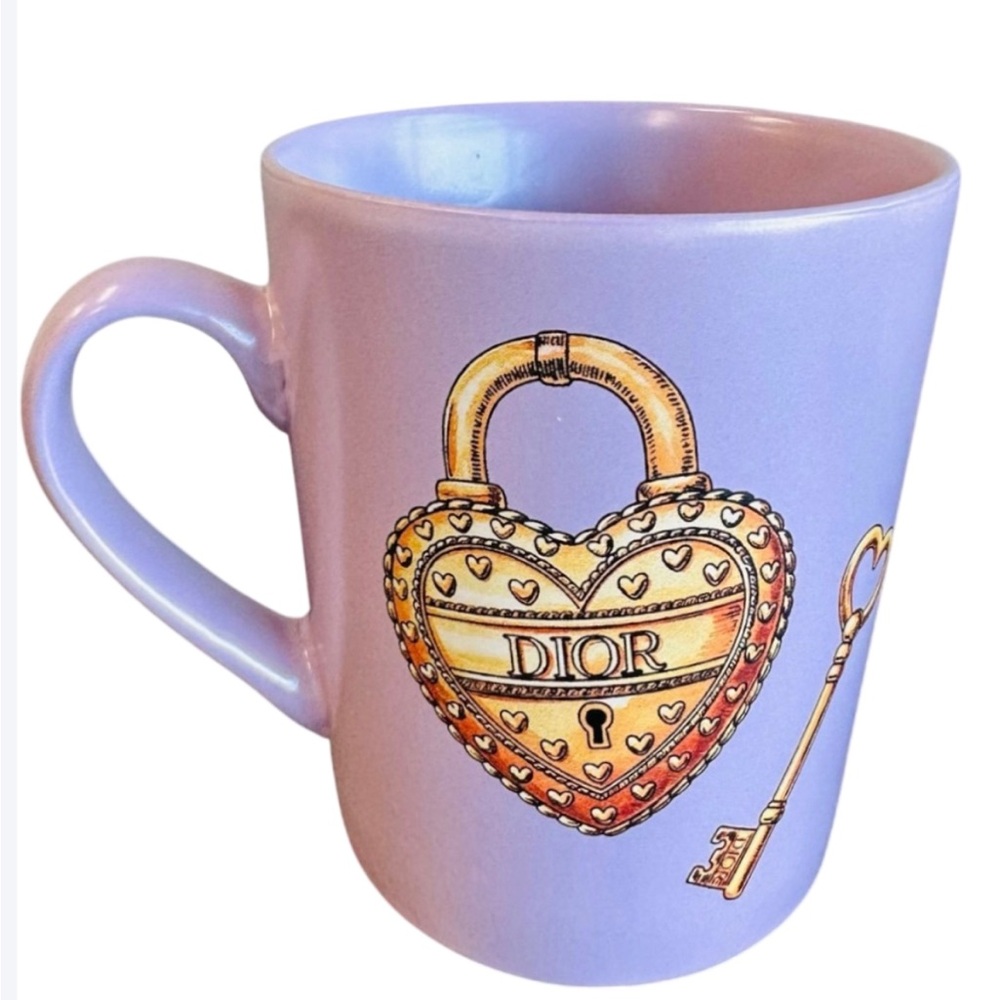 New Iconic Dior logo Mug with Gold Heart & Lock